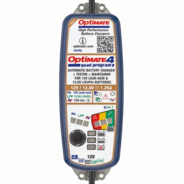 Clearance Optimate MC-Batterilader – 4 Quad Gold