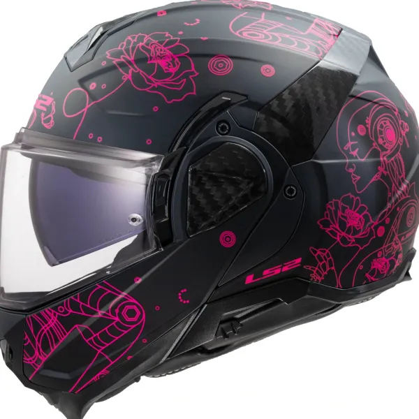 Hot LS2 MC Flip Up hjelm – Advant II Sophia Sort/Pink