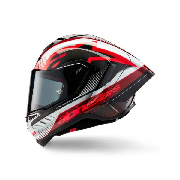 Hot Alpine MC-hjelm fullface – stars Supertech R10 Team Carbon Sort/Rød/Hvid