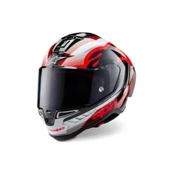 Hot Alpine MC-hjelm fullface – stars Supertech R10 Team Carbon Sort/Rød/Hvid