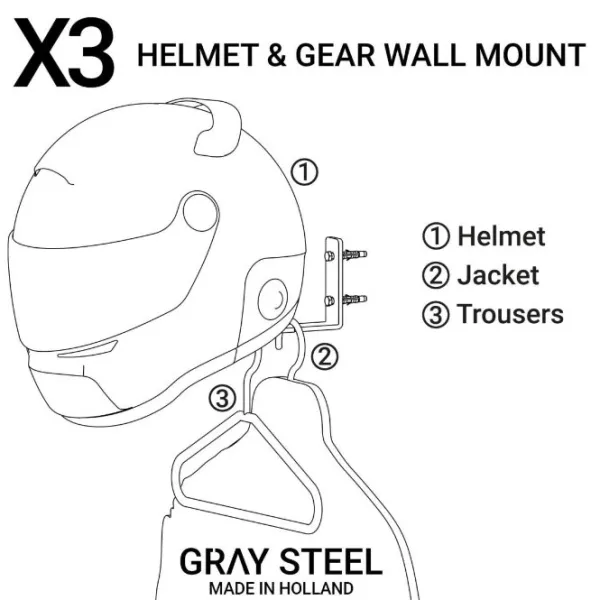 Sale MC-Hjelmholder – Gray Steel X3 Hjelm- og Udstyrsholder Gun Metal