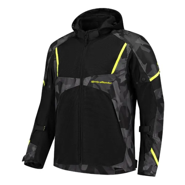MC-Jakke – Rusty Stiches Carlo Sort/Camo/Fluo