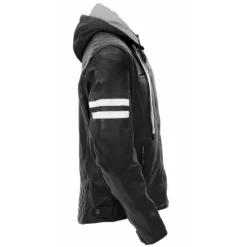 New Rusty Stitches MC-Læderjakke – Jari Hooded V2 Sort/hvid