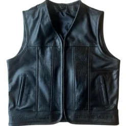 New CungX MC Lædervest – Custom Croc Vest Sort