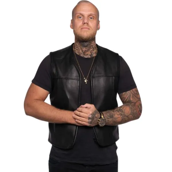 Sale CungX MC Lædervest – Euro Vest Sort
