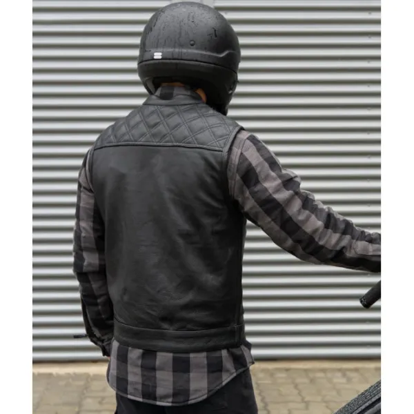 Sale CungX MC Lædervest – Western Diamond Vest Sort