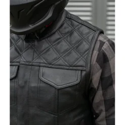 Sale CungX MC Lædervest – Western Diamond Vest Sort