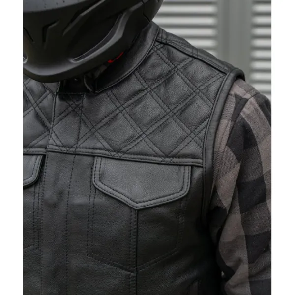 Sale CungX MC Lædervest – Western Diamond Vest Sort