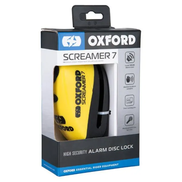 Outlet Oxford MC-Lås – skivebremselås XA7 Screamer Alarm Gul LK290