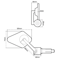 Hot Oxford MC-Spejl – Arrow 360 Bar End Mirror OX511